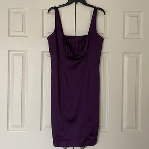 Calvin Klein Cocktail DRESS thigh Short 12 sleeveless straps satin zipper clasp